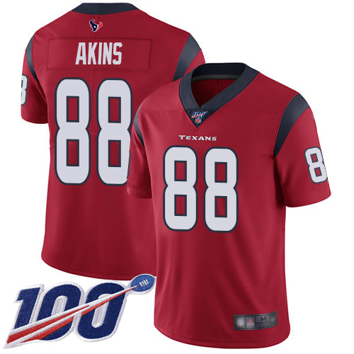 Houston Texans Limited Red Men Jordan Akins Alternate Jersey NFL Football #88 100th Season Vapor Untouchable->houston texans->NFL Jersey